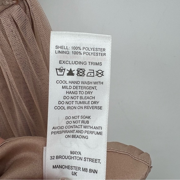 Maya Deluxe Fairy Tulle Sequin Embellished Halter Neck Maxi Dress Taupe Blush 8 - Picture 13 of 14
